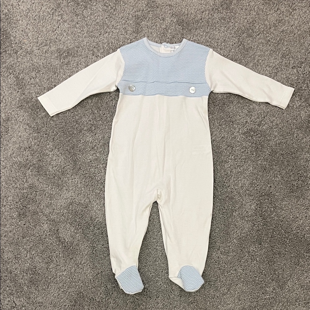 Miocotton Charming White and Blue Kids Footie NWT